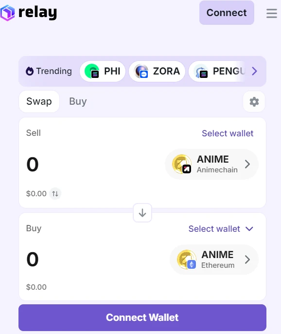Relay showing AnimeChain for Animecoin transfers